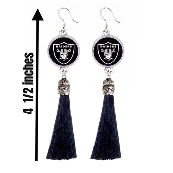 Football Raiders Inspired Tassel Earrings - Picture 2 of 2